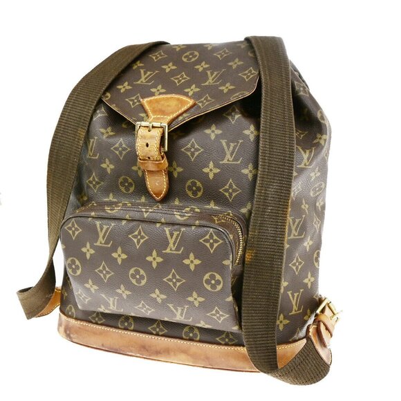 LOUIS VUITTON Montsouris GM Backpack Bag Monogram Leather Brown M51135 85YG509 - Picture 1 of 16